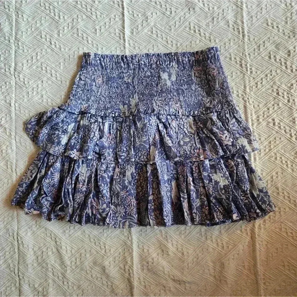 Sundry Wild Floral Smocker Ruffled Mini skirt sz 12 NWT - Picture 7 of 8